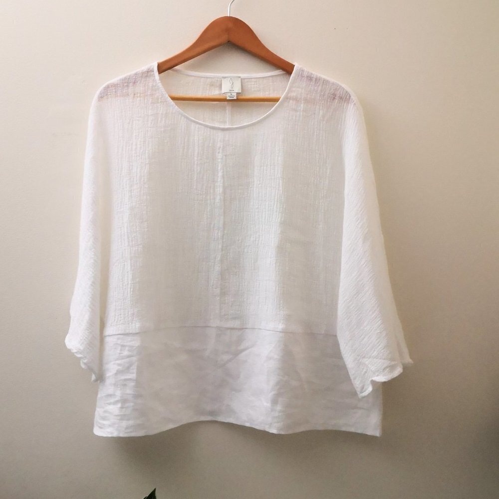 Joie Dolman Style Crinkle Cotton/Linen White Top Size L